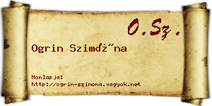 Ogrin Szimóna névjegykártya